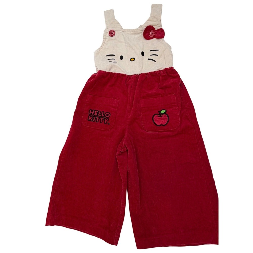 BoxLunch Hello Kitty Girls Corduroy Overalls 3T Embroidered Button Straps Bow